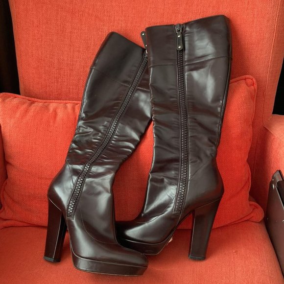 Authentic Gucci Brown Leather Zip Detailed Platform Boots EU 36.5 C - Picture 2 of 4